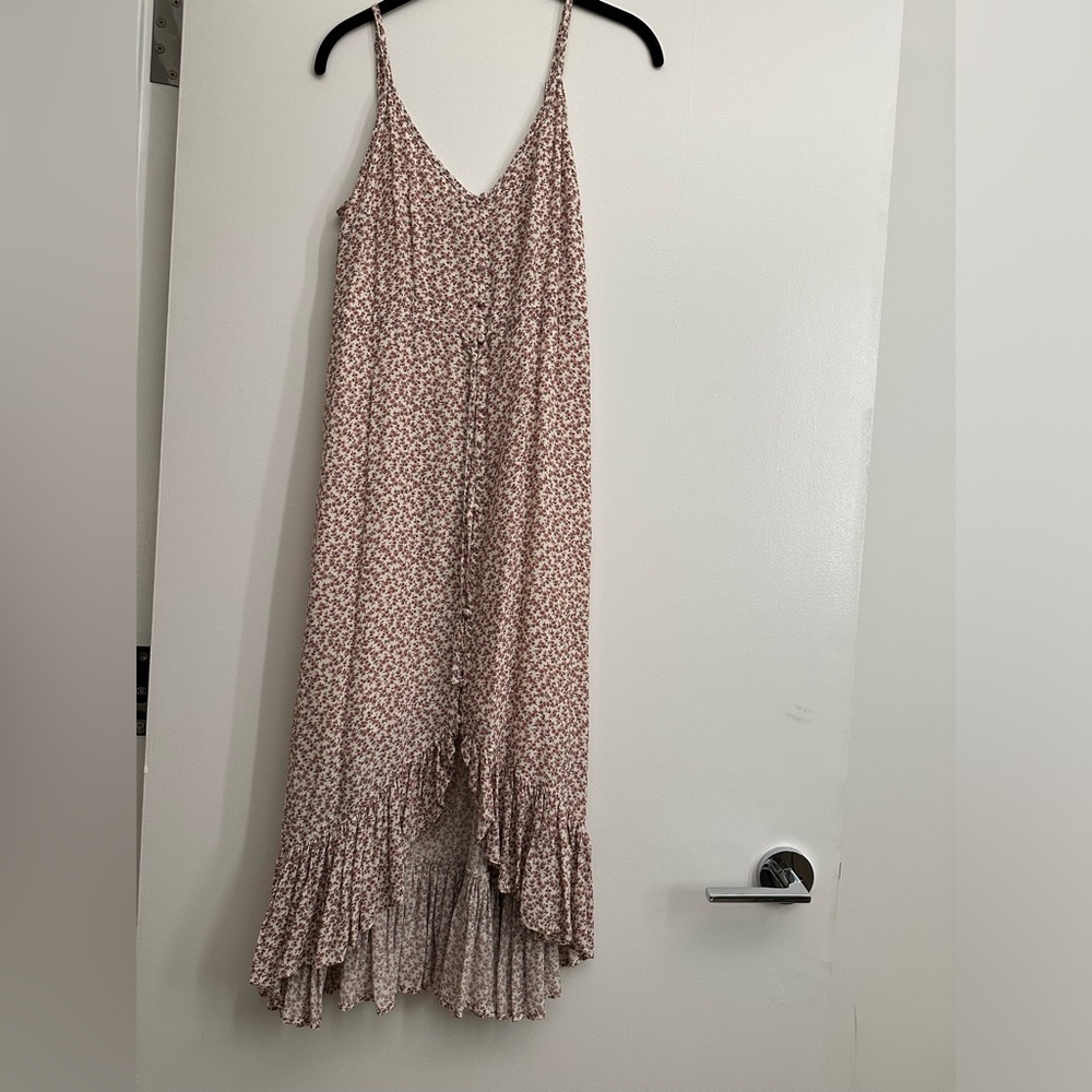 Rails Dress - Pink Floral Pattern, Lined, Adjustable Straps, Tie at Waist, XS